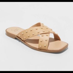 NWT a New Day Women's Emmy Studded Crossband Sandals Tan New